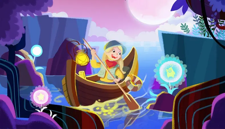 BATEAU, RAME, LAMPE, FLEUR, VOYAGE