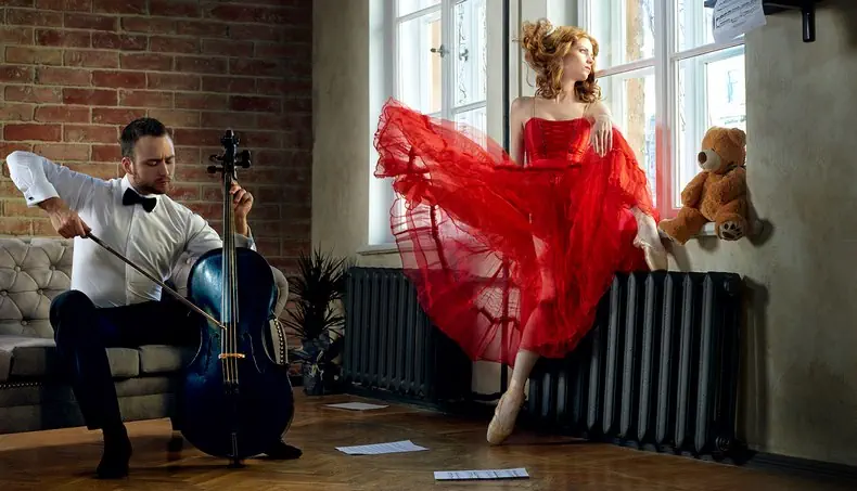 VIOLIN BOW, BOW TIE, MUSICIAN, DRESS, POINTE SHOES