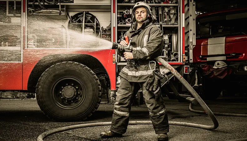CHORRO, BOMBERO, RUEDA, GUANTES, MANGUERA