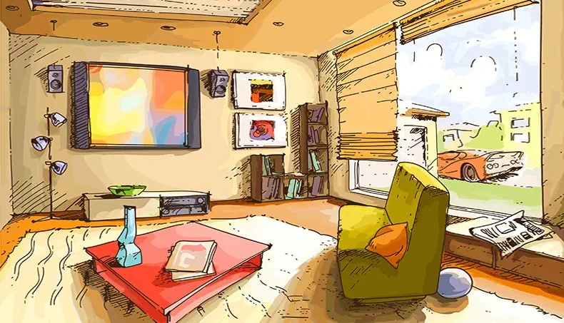 CEILING, FLOOR, TABLE, SOFA, TV
