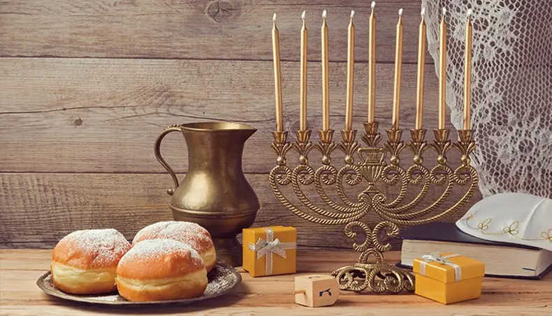 HANUKKAH, MENORAH, GIFT, PITCHER, TRADITION