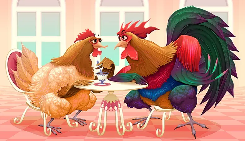 CITA, TÉ, GALLINA, GALLO, ALA