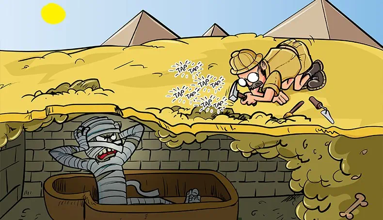 BRUIT, MOMIE, OS, ARCHEOLOGUE, PYRAMIDE