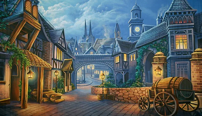 CART, BRIDGE, TOWER, BARREL, STREET LAMP