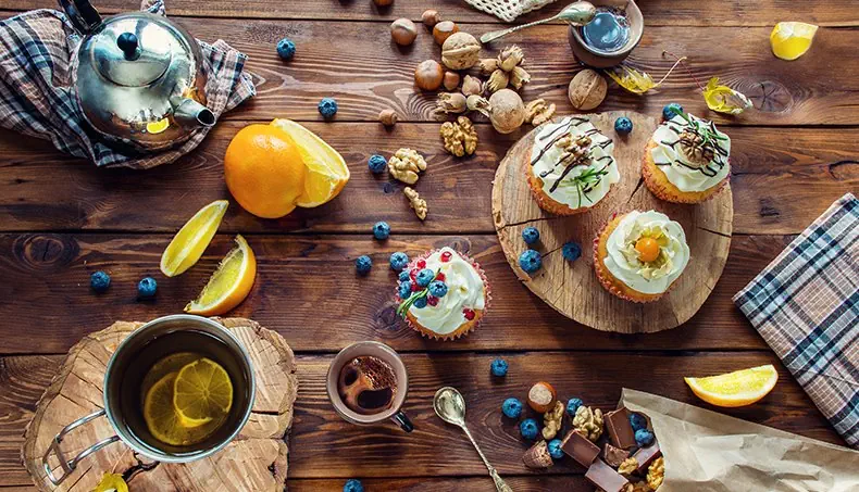 WALNUTS, NUTS, BLUEBERRIES, ORANGE, CHECK