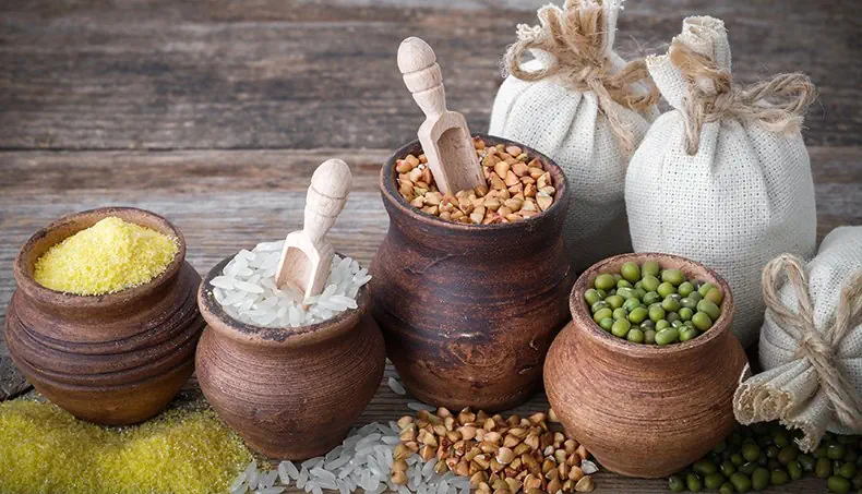 RICE, BUCKWHEAT, POUCH, GROATS, CLAY POT