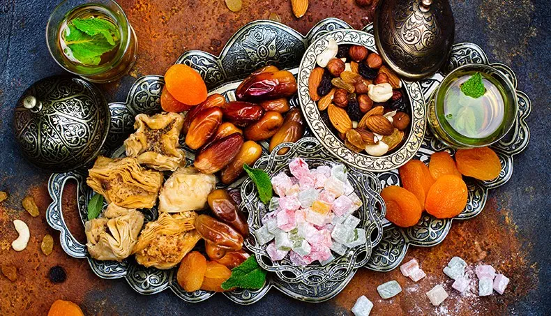 DRIED APRICOT, MINT, SILVER, NUTS, CASHEW
