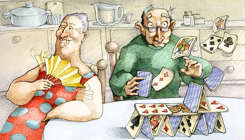 GRANDMOTHER, CLUBS, SPADES, FAN, HEARTS