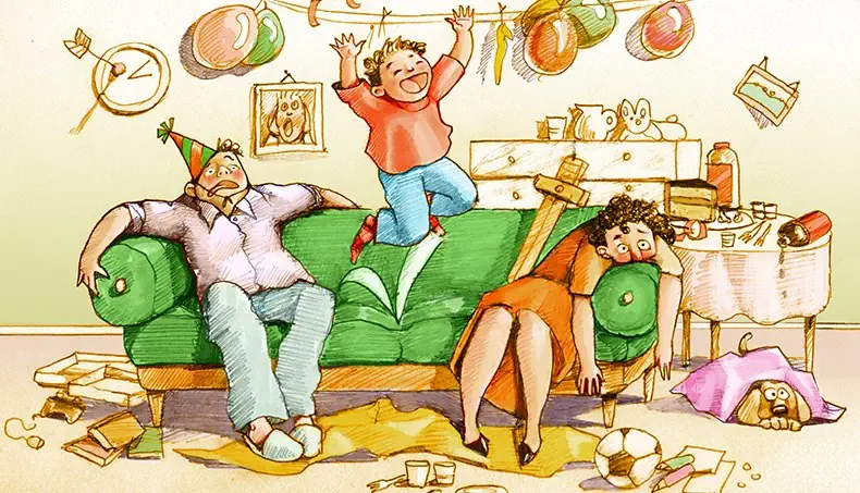 PFEIL, GEBURTSTAG, ELTERN, PANTOFFEL, SPRUNG