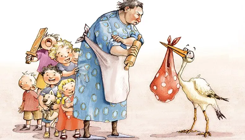 SWORD, ROLLING PIN, DOLL, STORK, SLIPPERS