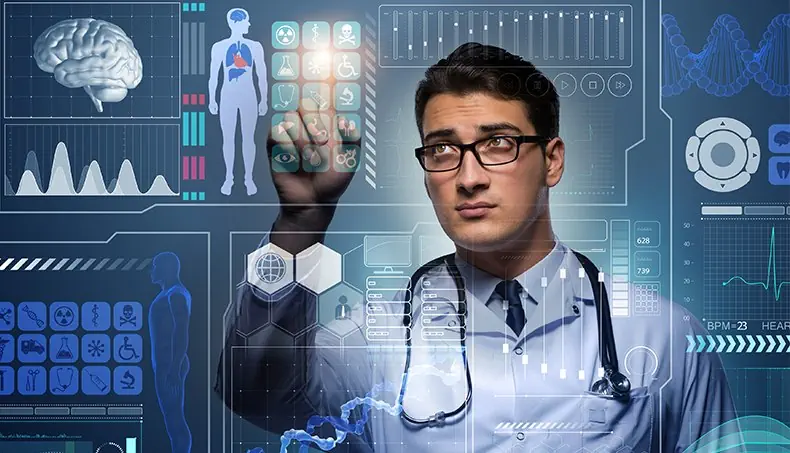 CERVELLO, MEDICO, STETOSCOPIO, TOCCARE, ICONA