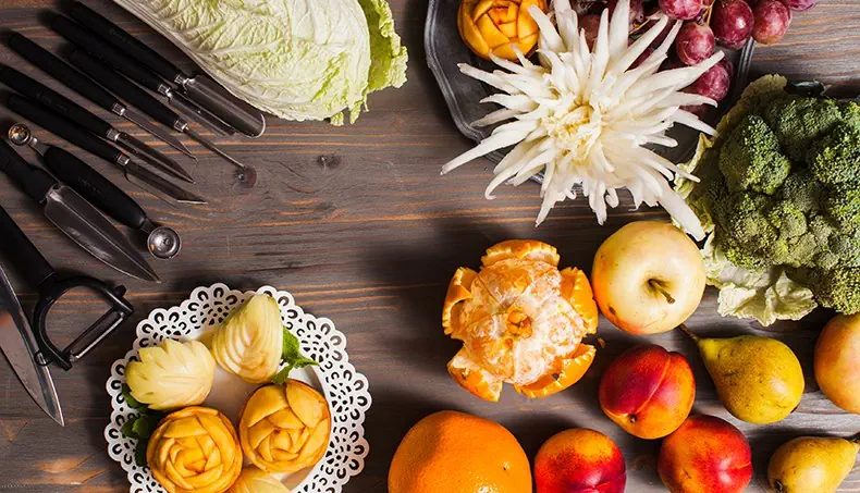 CARVING, FRUITS, TRAY, CITRUS, PEAR