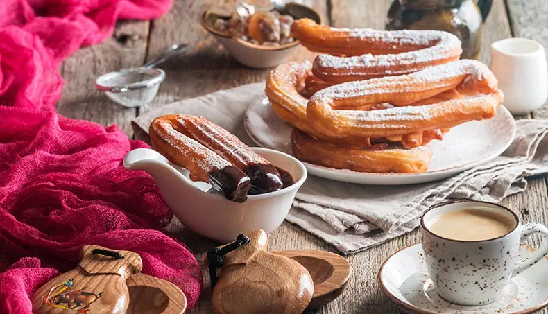 ЧУРРОС, КОФЕ, ШОКОЛАД, СИТЕЧКО, КАСТАНЬЕТЫ