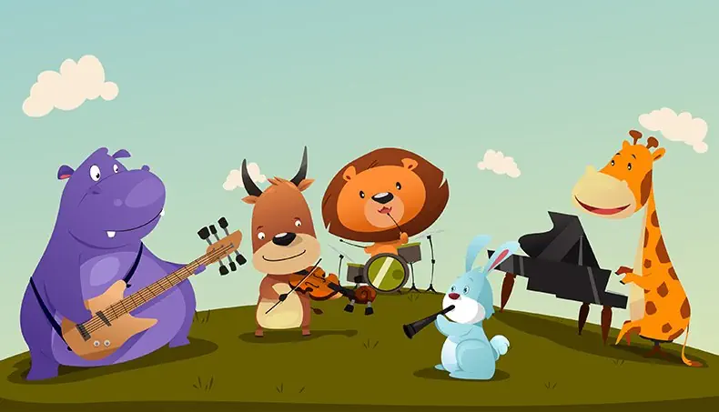 HIPPO, LION, GIRAFFE, RABBIT, DEER