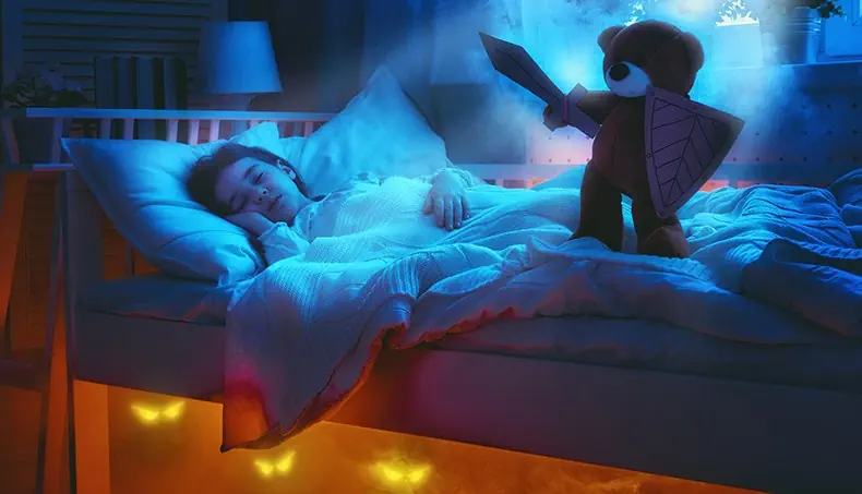 DREAM, NIGHTMARE, MONSTER, TEDDY BEAR, SWORD