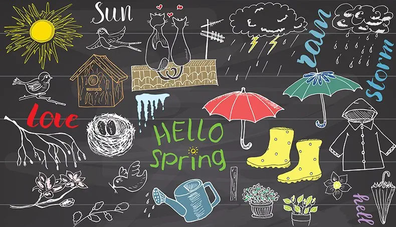GREETING, NEST, WATERING CAN, UMBRELLA, ICICLES