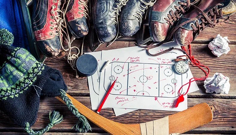 STRATEGY, PLAN, STOPWATCH, HOCKEY STICK, TASSEL