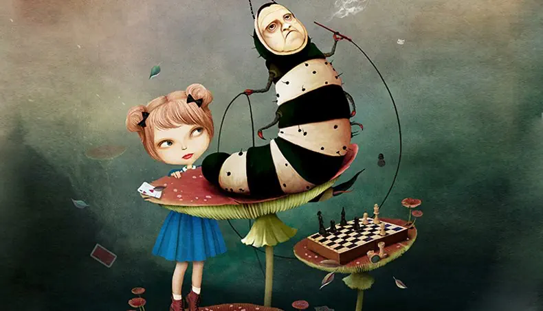 CATERPILLAR, CHESS, SMOKE, MUSHROOM, ALICE