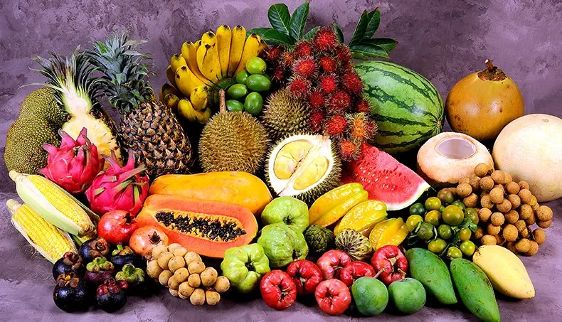 PAPAYA, RAMBUTAN, DURIAN, BANANA, WATERMELON