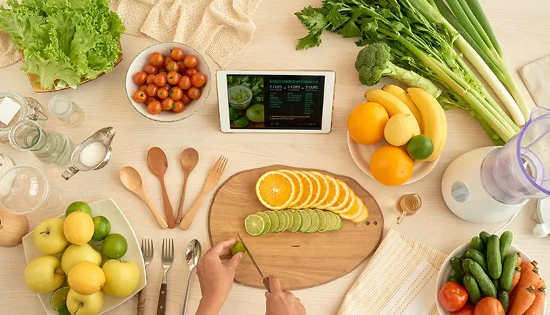RECIPE, CHERRY TOMATO, TABLET, BANANA, CELERY