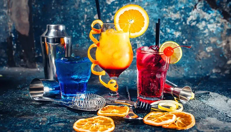 SHAKER, COCKTAIL, CHERRY, STRAW, ZEST