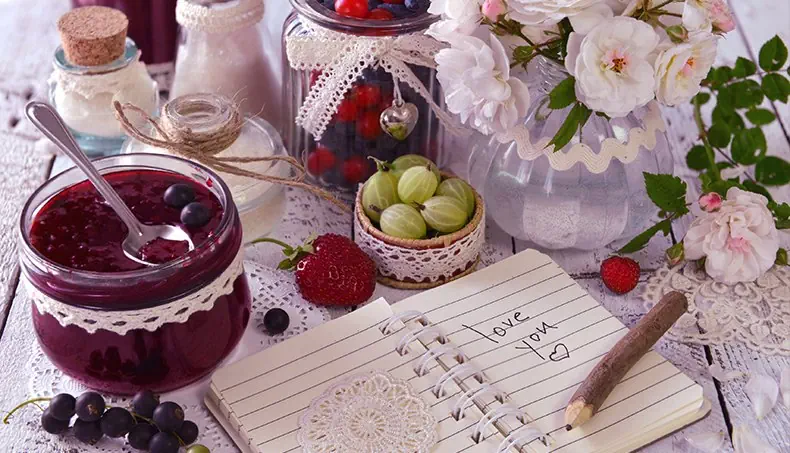 BOCAL, CONFITURE, BAIES, BLOC-NOTES, AMOUR