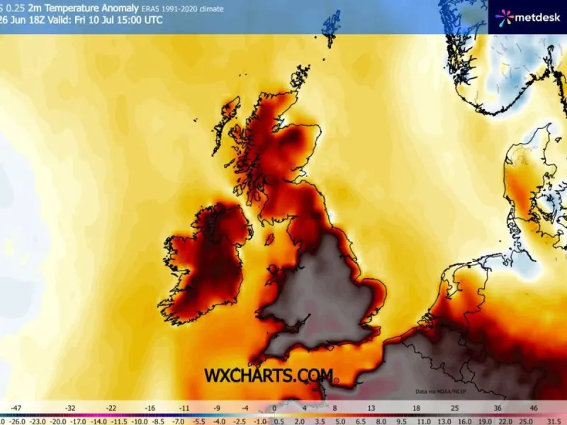 UK weather maps show blistering new 38C heatwave in days - and Midlands could be hottest