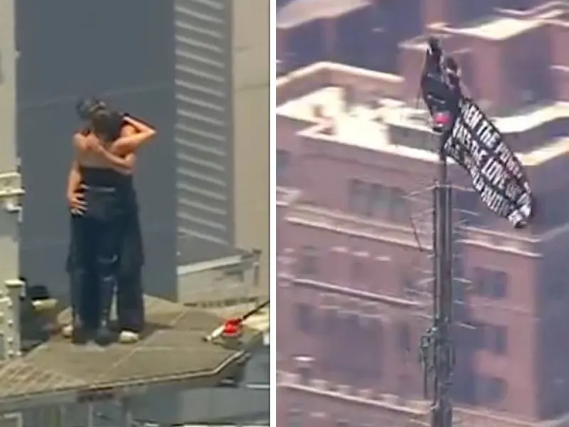 Two arrested after scaling Empire State Building in 'marriage proposal'